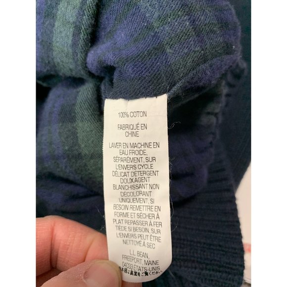 Vintage LL Bean Knit Sweater with Flannel Lining ** Blue Full Zip - Picture 8 of 9